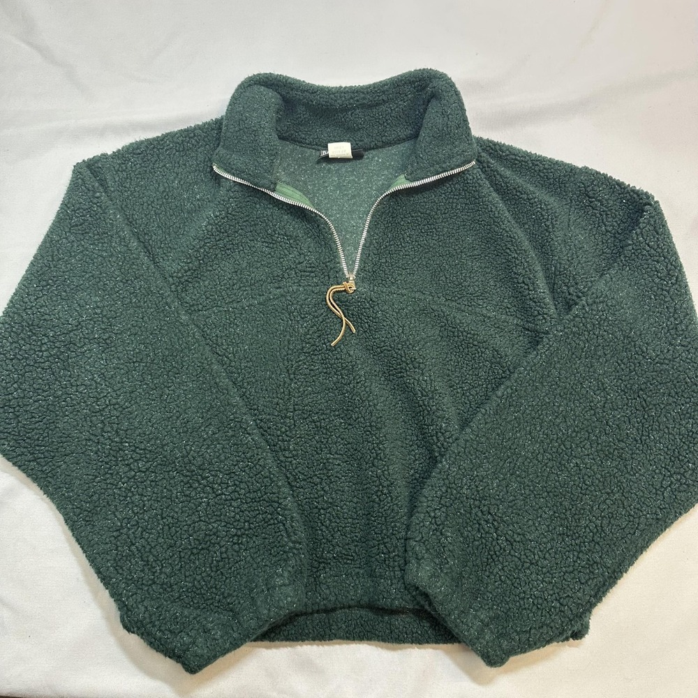 Vintage Roughrider Circle T Sweater Women M Green Sherpa Fleece 1/4 Zip USA